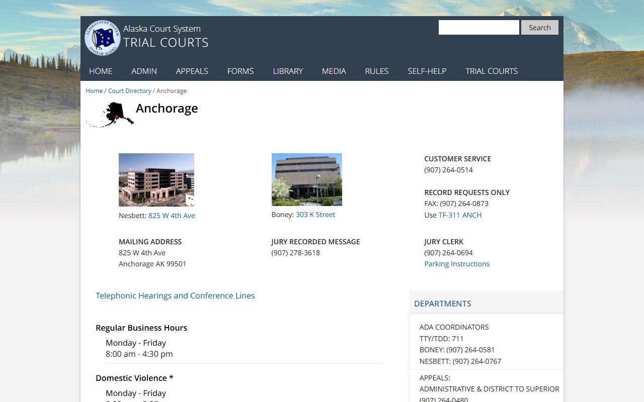 Anchorage released inmates records at the Anchorage Trial Court Nesbett Courthouse