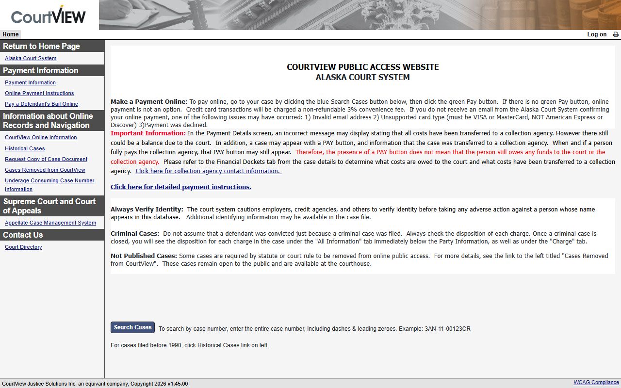 Alaska Released Inmates court records portal